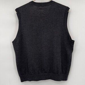Talbots Men’s Charcoal Gray Merino Wool V-Neck fall Sweater Vest Size Large